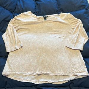 H&M Heathered Gray + Pink Boatneck Top